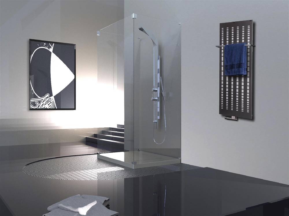 Szagato BADHEIZKÖRPER Design broken Mirror 2 120x47cm 799 Watt anthrazit - moonstone (+1 Halter 15mm) SZAGATO Designheizkörper Mittelanschluss Handtuchwärmer Großer Ausverkauf
