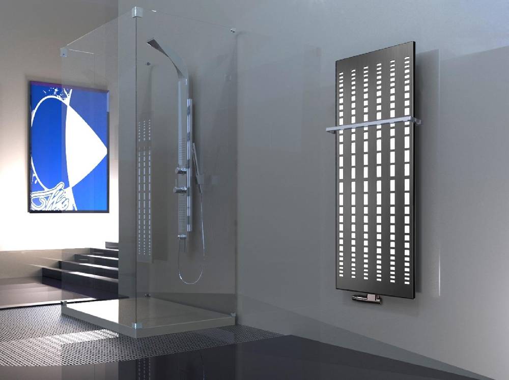 Szagato BADHEIZKÖRPER Design broken Mirror 2 120x47cm 799 Watt Edelstahl matt (+1 Halter 15mm) SZAGATO Designheizkörper mit Mittelanschluss Handtuchwärmer Black Friday
