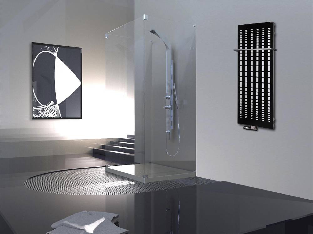 Szagato BADHEIZKÖRPER Design broken Mirror 2 120x47cm 799 Watt schwarz (+1 Halter 15mm) SZAGATO Designheizkörper Handtuchheizkörper mit Mittelanschluss Vatertagsangebot