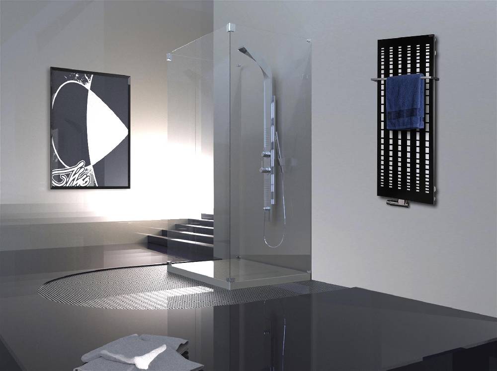 Szagato BADHEIZKÖRPER Design broken Mirror 2 120x47cm 799 Watt schwarz (+1 Halter 15mm) SZAGATO Designheizkörper Handtuchheizkörper mit Mittelanschluss Vatertagsangebot
