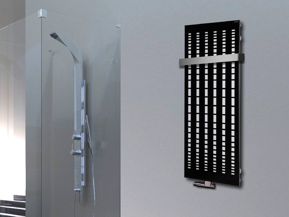 Szagato BADHEIZKÖRPER Design broken Mirror 2 120x47cm 799 Watt schwarz (+1 Halter 50mm) SZAGATO Designheizkörper Handtuchheizkörper mit Mittelanschluss Valentinstagsangebot