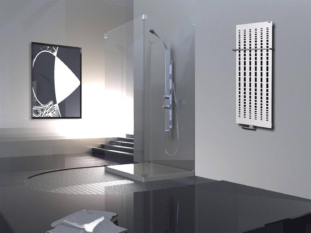 Szagato BADHEIZKÖRPER Design broken Mirror 2 120x47cm 799 Watt weiß +1 Halter 15mm SZAGATO Designheizkörper Handtuchheizkörper Mittelanschluss Handtuchwärmer Lagerräumung