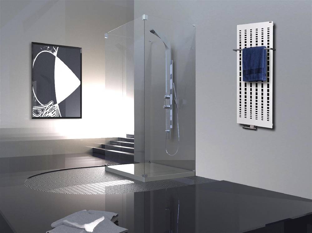Szagato BADHEIZKÖRPER Design broken Mirror 2 120x47cm 799 Watt weiß +1 Halter 15mm SZAGATO Designheizkörper Handtuchheizkörper Mittelanschluss Handtuchwärmer Lagerräumung