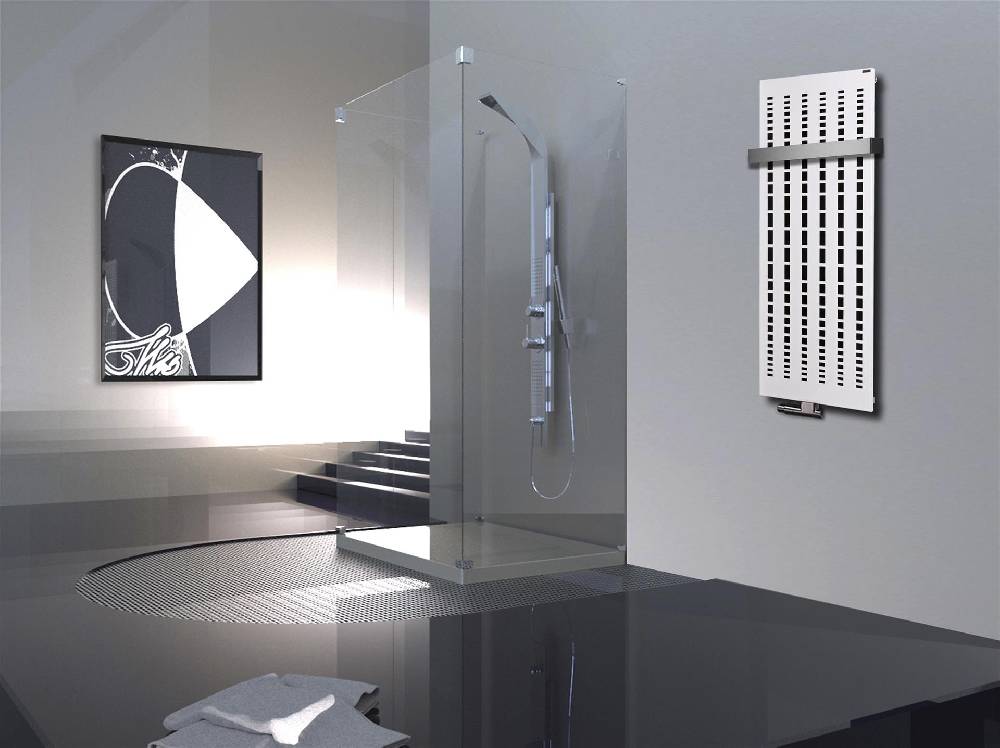 Szagato BADHEIZKÖRPER Design broken Mirror 2 120x47cm 799 Watt weiß +1 Halter 50mm SZAGATO Designheizkörper Handtuchheizkörper Mittelanschluss Handtuchwärmer Heißer Verkauf