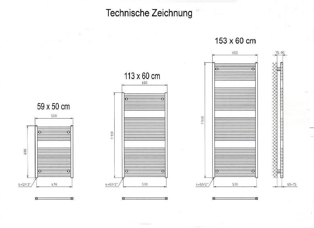 Szagato BADHEIZKÖRPER Design Berlin 2 113 x 60cm 791 Watt Edelstahloptik SZAGATO Handtuchheizkörper mit Seitenanschluss Handtuchwärmer mit Seitenanschluss Super Sparpreis
