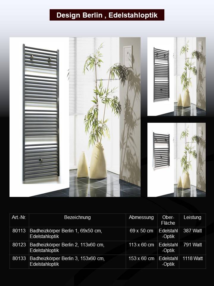 Szagato BADHEIZKÖRPER Design Berlin 3 153x60cm 1118 Watt Edelstahloptik SZAGATO Handtuchheizkörper mit Seitenanschluss Handtuchwärmer mit Seitenanschluss Kostenlose Rückgabe
