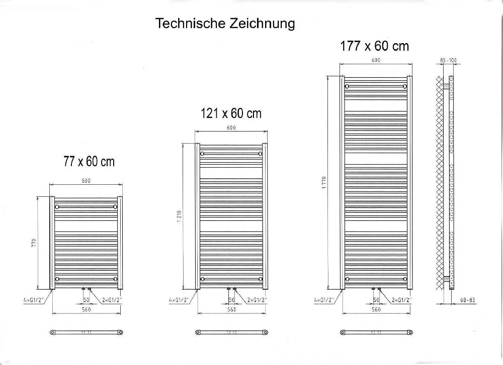 Szagato BADHEIZKÖRPER Design Bremen 1 77x60cm 671 Watt Edelstahloptik SZAGATO Handtuchheizkörper Mittelanschluss Handtuchwärmer Mittelanschluss Neueste Stile