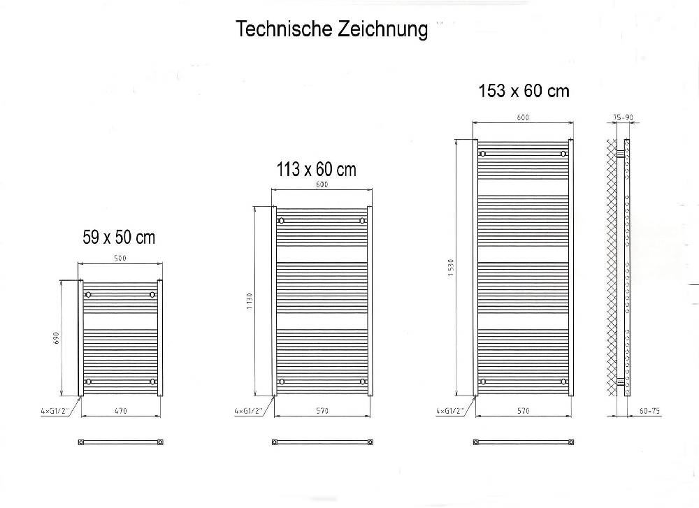 Szagato BADHEIZKÖRPER Design Bremen 3 177x60cm 1450 Watt anthrazit moonstone SZAGATO Handtuchheizkörper Mittelanschluss Handtuchwärmer Mittelanschluss Bis zu 60% Rabatt