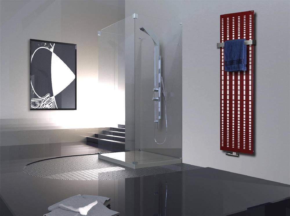 Szagato BADHEIZKÖRPER Design broken Mirror 3 180x47cm 1118 Watt rot +1 Halter 50mm SZAGATO Designheizkörper Handtuchheizkörper Mittelanschluss Handtuchwärmer Kostenloser Versand international