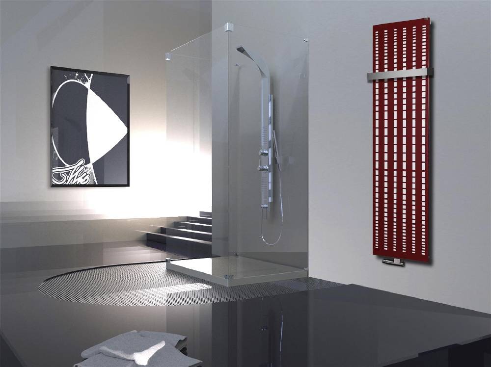 Szagato BADHEIZKÖRPER Design broken Mirror 3 180x47cm 1118 Watt rot +1 Halter 50mm SZAGATO Designheizkörper Handtuchheizkörper Mittelanschluss Handtuchwärmer Kostenloser Versand international