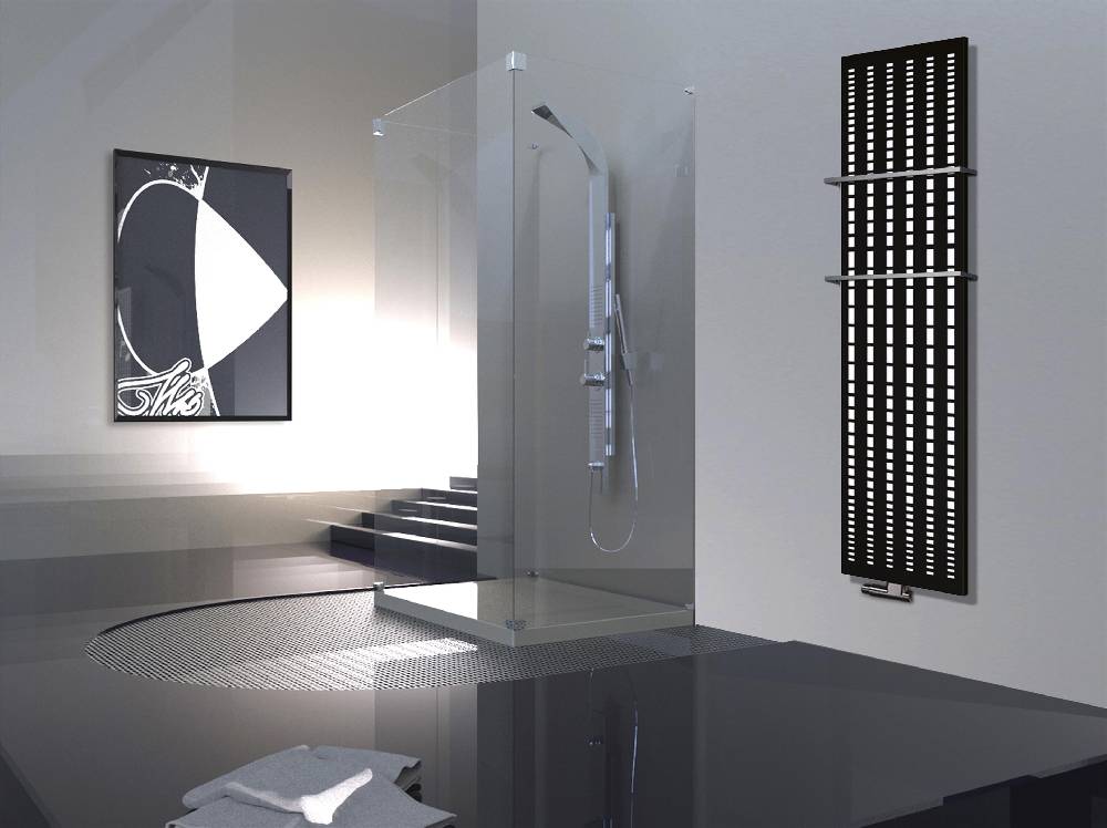 Szagato BADHEIZKÖRPER Design broken Mirror 3 180x47cm 1118 Watt schwarz (+2 Halter 15mm) SZAGATO Designheizkörper Handtuchheizkörper mit Mittelanschluss Begrenzt auf 3 Tage