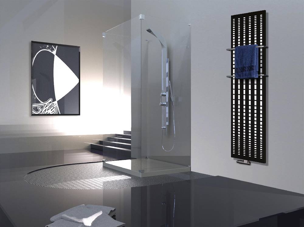 Szagato BADHEIZKÖRPER Design broken Mirror 3 180x47cm 1118 Watt schwarz (+2 Halter 15mm) SZAGATO Designheizkörper Handtuchheizkörper mit Mittelanschluss Begrenzt auf 3 Tage