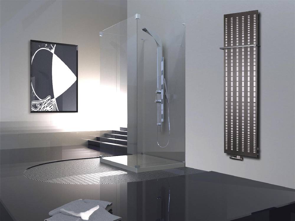 Szagato BADHEIZKÖRPER Design broken Mirror 3 180x47cm 1118Watt anthrazit - moonstone (+1 Halter 15mm) SZAGATO Designheizkörper Mittelanschluss Handtuchwärmer zollfrei