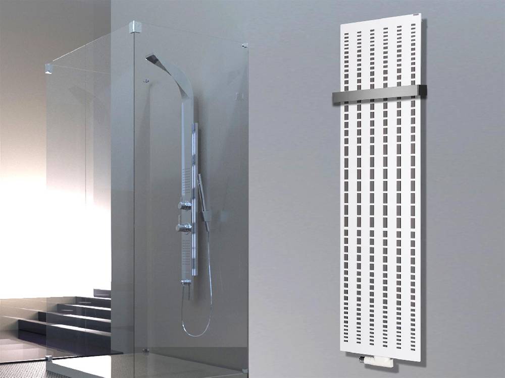 Szagato BADHEIZKÖRPER Design broken Mirror 3 180x47cm 1118Watt weiß +1 Halter 50mm SZAGATO Designheizkörper Handtuchheizkörper Mittelanschluss Handtuchwärmer