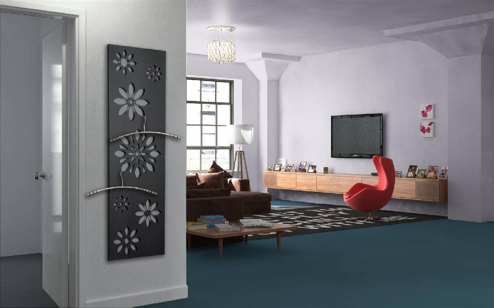 Szagato BADHEIZKÖRPER Design Flower 2 120x47cm 1118 Watt anthrazit moonstone SZAGATO Designheizkörper Handtuchheizkörper mit Mittelanschluss Handtuchwärmer Sonderangebot
