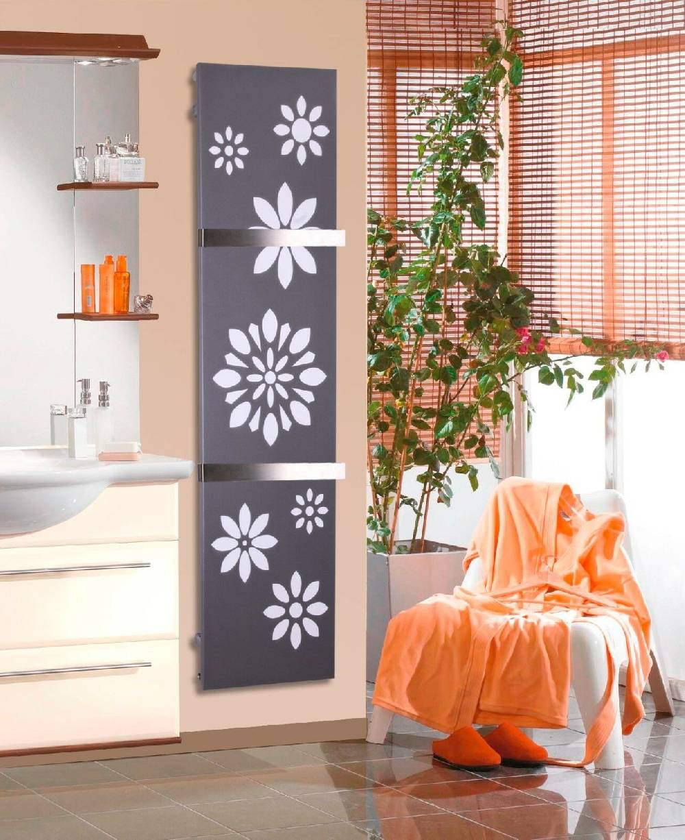 Szagato BADHEIZKÖRPER Design Flower 3 180x47cm 1118 Watt anthrazit - moonstone (+2 Halter 50mm) SZAGATO Designheizkörper mit Mittelanschluss Handtuchwärmer Exklusivangebot