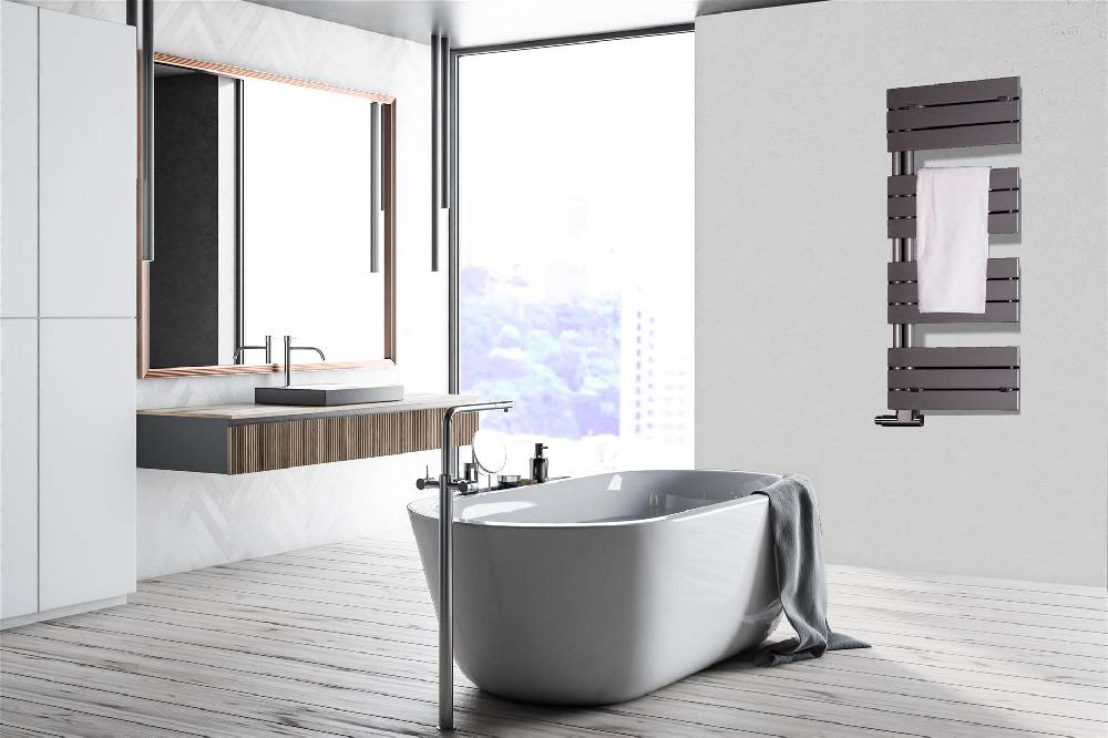 Szagato BADHEIZKÖRPER Design Chicago 1 115x50cm 525 Watt anthrazit - moonstone SZAGATO Designheizkörper Handtuchheizkörper mit Mittelanschluss Handtuchwärmer Muttertagsangebot