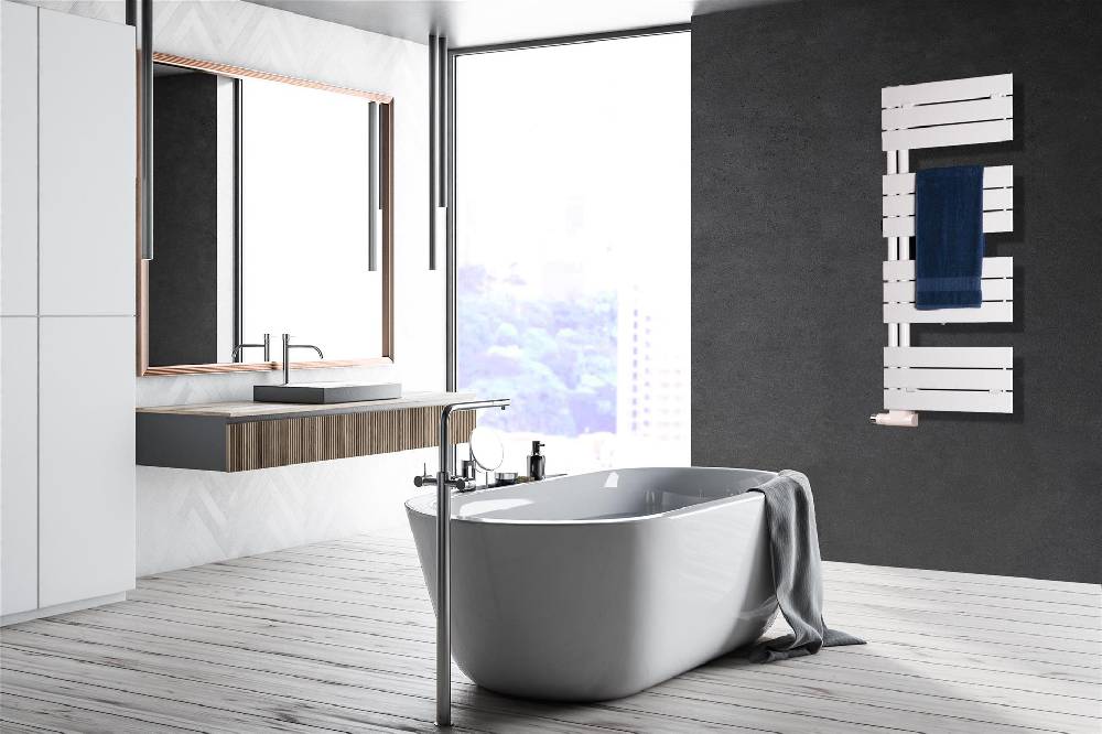 Szagato BADHEIZKÖRPER Design Chicago 1 115x50cm 525 Watt weiß SZAGATO Designheizkörper Handtuchheizkörper mit Mittelanschluss Handtuchwärmer Vatertagsangebot