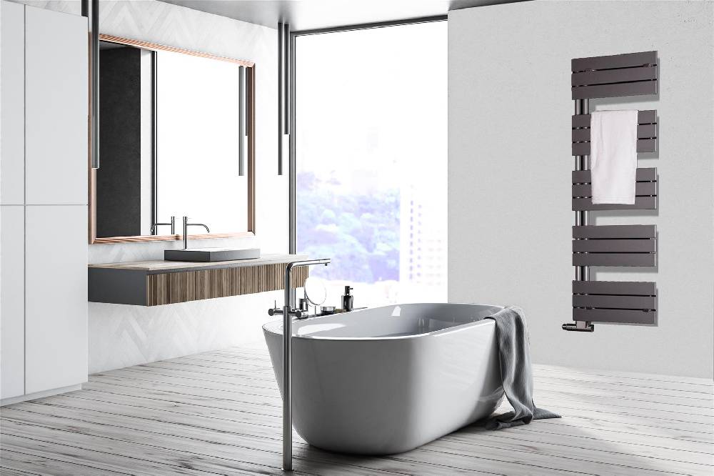 Szagato BADHEIZKÖRPER Design Chicago 2 145x50cm 640 Watt anthrazit - moonstone SZAGATO Designheizkörper Handtuchheizkörper mit Mittelanschluss Handtuchwärmer Valentinstagsangebot