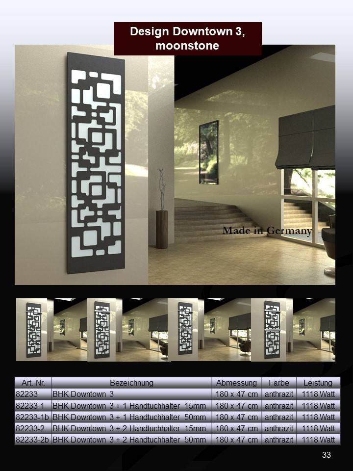 Szagato BADHEIZKÖRPER Design Downtown 3 180x47cm 1118 Watt anthrazit moonstone SZAGATO Designheizkörper Handtuchheizkörper mit Mittelanschluss Handtuchwärmer Sonderangebote