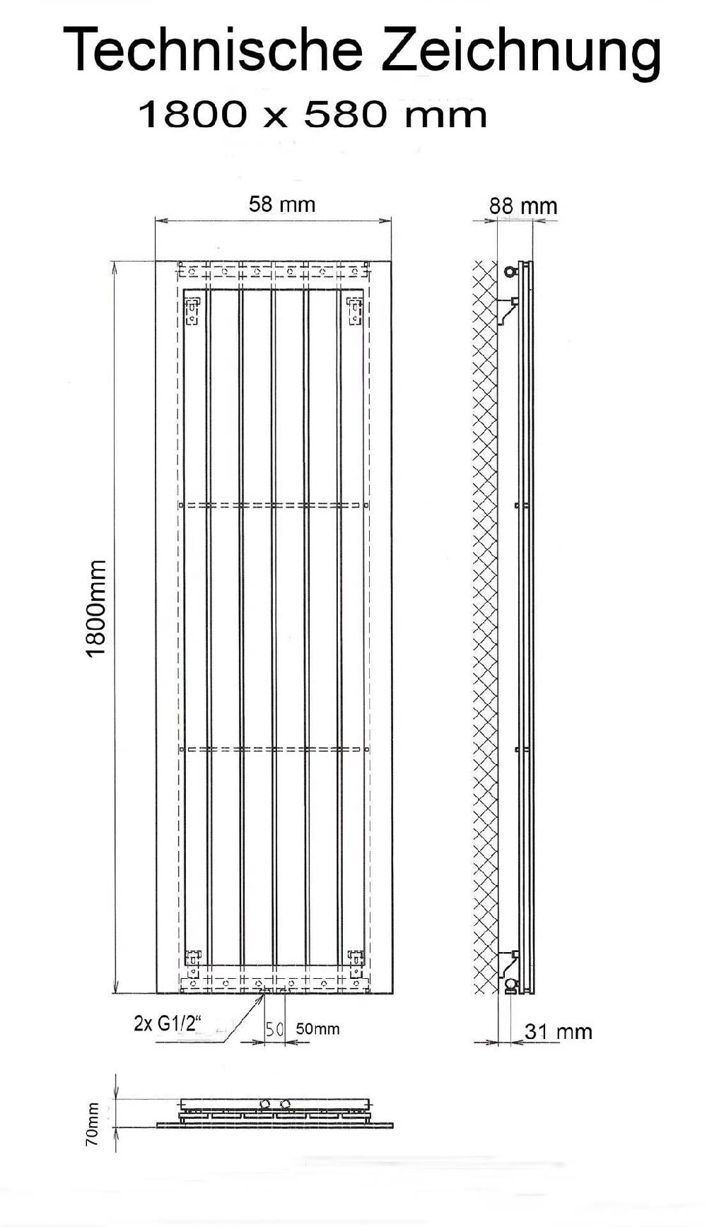 Szagato BADHEIZKÖRPER Design Frame 180x65cm 1460 Watt anthrazit moonstone SZAGATO Designheizkörper Handtuchheizkörper mit Mittelanschluss Handtuchwärmer Bis zu 60% Rabatt