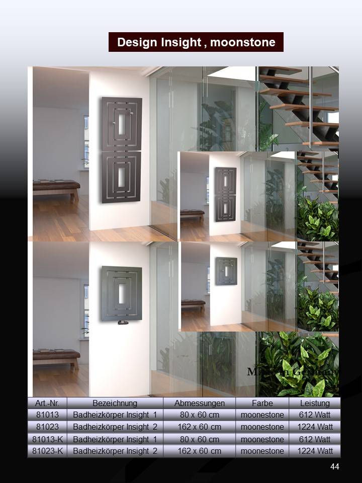 Szagato BADHEIZKÖRPER Design Insight 1 80x60cm 612 Watt anthrazit moonstone SZAGATO Designheizkörper Handtuchheizkörper mit Mittelanschluss Handtuchwärmer Nur für heute