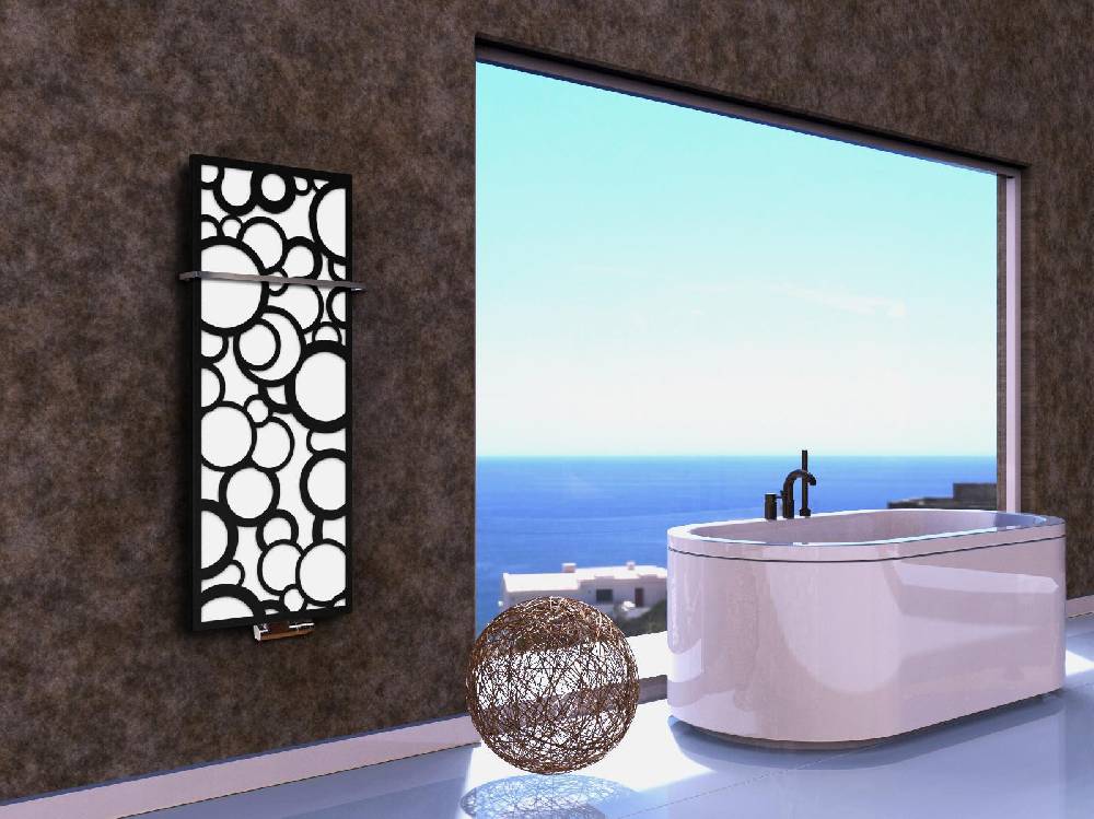 Szagato BADHEIZKÖRPER Design Kreta 2 120x47cm 799 Watt weiß schwarz +1 Halter 15mm SZAGATO Designheizkörper Handtuchheizkörper Mittelanschluss Handtuchwärmer Kostenloser Versand international