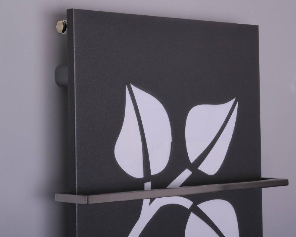 Szagato BADHEIZKÖRPER Design Leaves 2 120x47cm 799 Watt anthrazit - moonstone (+1 Halter 15mm) SZAGATO Handtuchheizkörper mit Mittelanschluss Handtuchwärmer Sonderangebot
