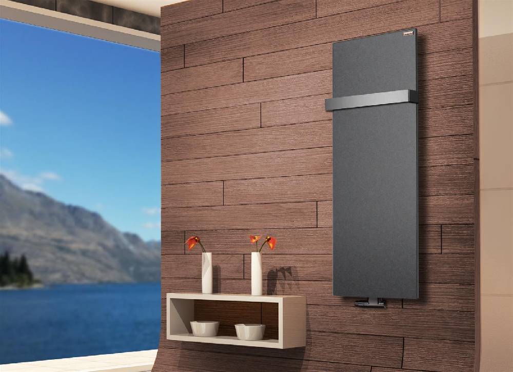 Szagato BADHEIZKÖRPER Design Mirror Steel 2 120x47cm 799 Watt anthrazit - moonstone (+1 Halter 50mm) SZAGATO Designheizkörper Mittelanschluss Handtuchwärmer