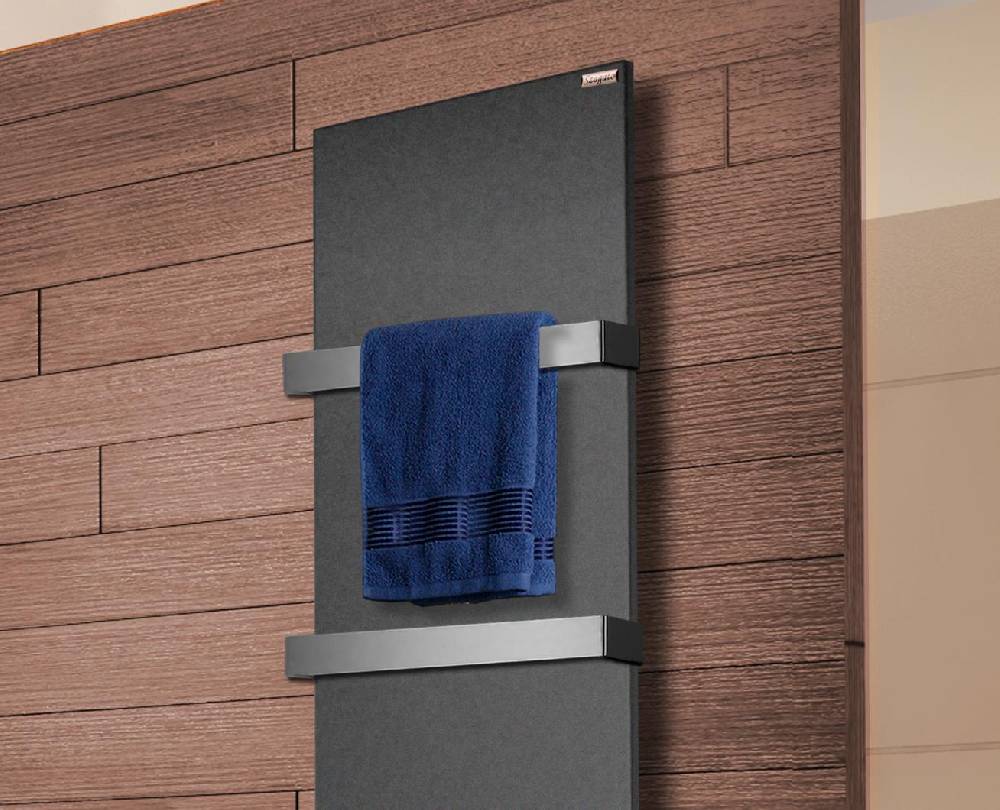 Szagato BADHEIZKÖRPER Design Mirror Steel 3 180x47cm 1118 Watt anthrazit - moonstone (+2 Halter 50mm) SZAGATO Designheizkörper Mittelanschluss Handtuchwärmer Auslauf