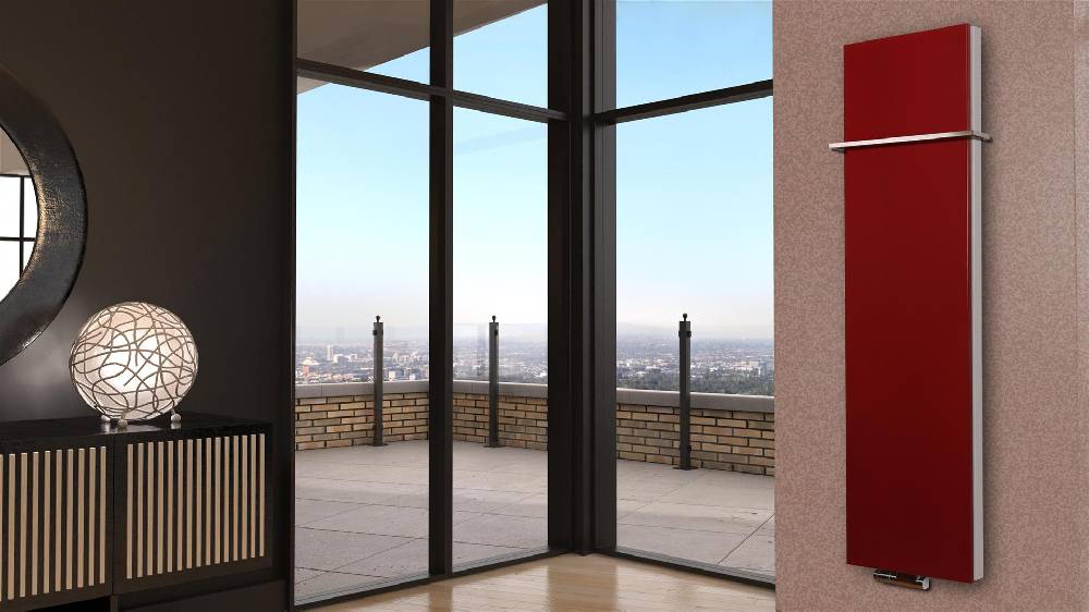 Szagato BADHEIZKÖRPER Design Mirror Steel 6 180x47cm 1964Watt rot (+1 Halter 15mm) SZAGATO Designheizkörper Handtuchheizkörper Mittelanschluss Handtuchwärmer