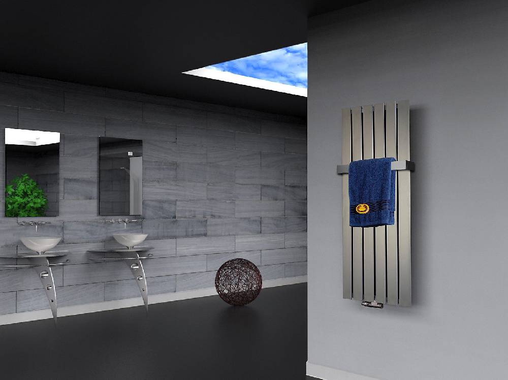 Szagato BADHEIZKÖRPER Design Peking 2 120x47cm 799 Watt Edelstahloptik + (+1 Halter 50mm) SZAGATO Handtuchheizkörper mit Mittelanschluss Handtuchwärmer Top Angebot