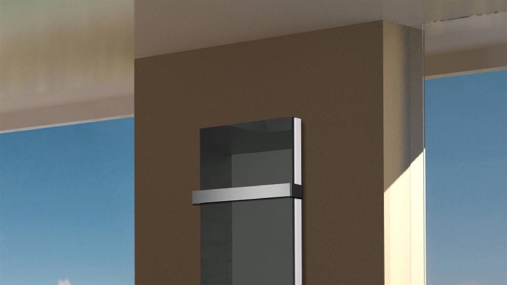 Szagato BADHEIZKÖRPER Glas Montevideo 5 Glasfront 120x47cm 1458Watt anthrazit - moonstone +1 Halter 50mm SZAGATO Designheizkörper mit Mittelanschluss Lagerräumung