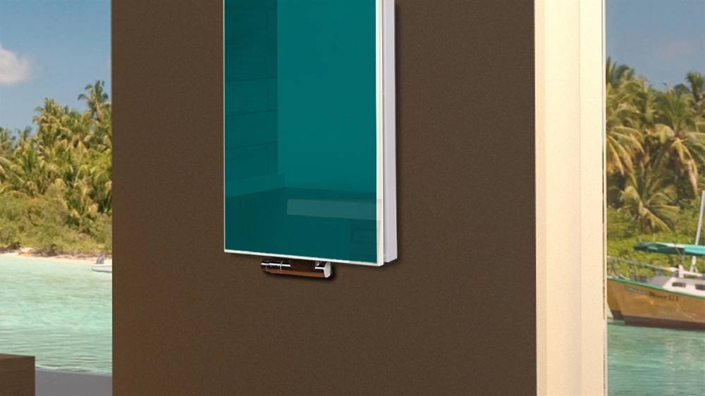 Szagato BADHEIZKÖRPER Glas Montevideo 5 Glasfront 120x47cm 1458Watt türkis +1 Halter 15mm SZAGATO Designheizkörper Handtuchheizkörper mit Mittelanschluss Heißer Verkauf