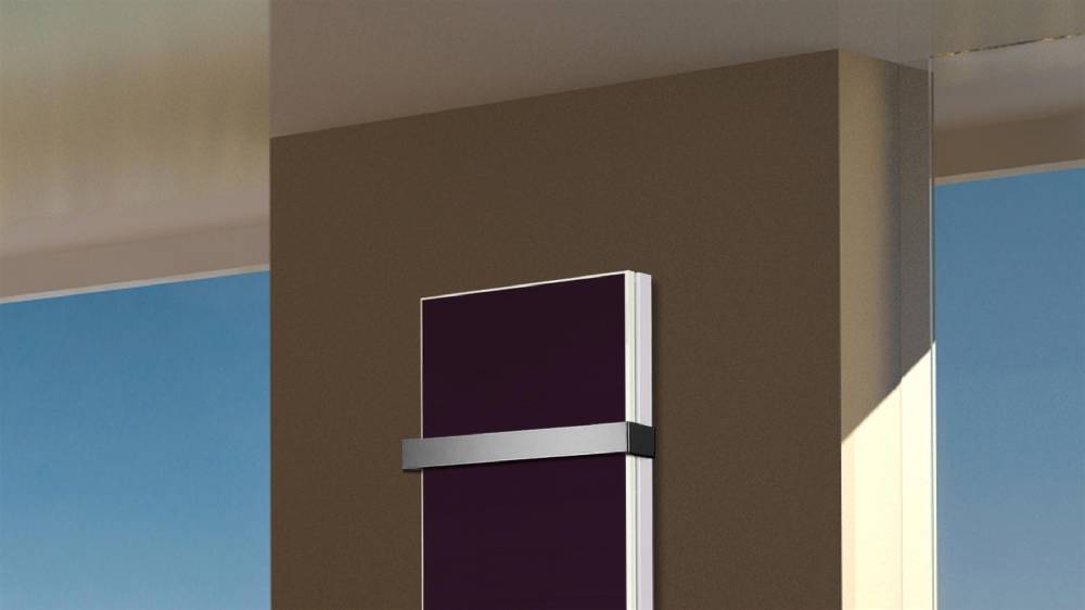 Szagato BADHEIZKÖRPER Glas Montevideo 5 Glasfront 120x47cm 1458Watt violett +1 Halter 50mm SZAGATO Designheizkörper Handtuchheizkörper mit Mittelanschluss Top Angebot