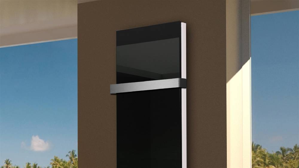 Szagato BADHEIZKÖRPER Glas Montevideo 6 Glasfront 180x47cm 1964 Watt schwarz +1 Halter 50mm SZAGATO Designheizkörper Handtuchheizkörper mit Mittelanschluss Zeitlich begrenztes Angebot