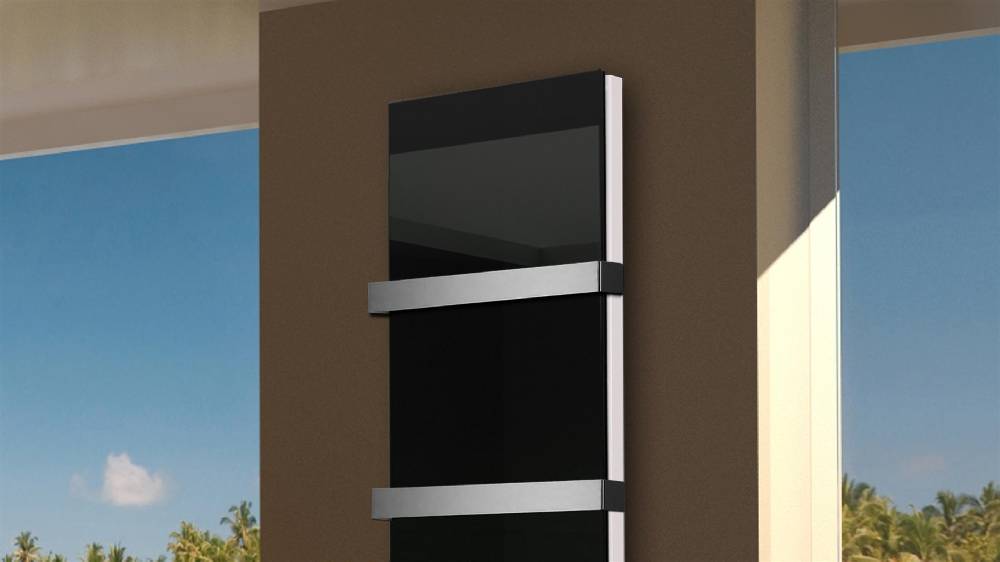 Szagato BADHEIZKÖRPER Glas Montevideo 6 Glasfront 180x47cm 1964 Watt schwarz +2 Halter 50mm SZAGATO Designheizkörper Handtuchheizkörper mit Mittelanschluss Exklusive Angebote
