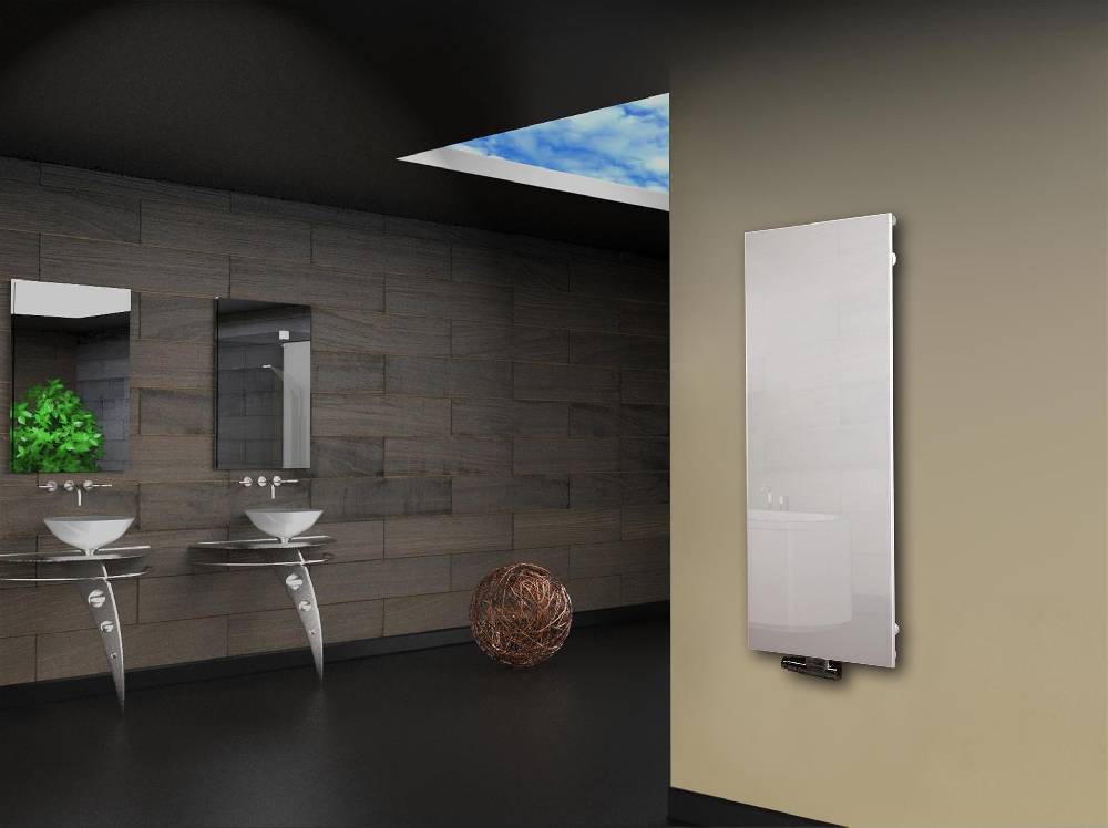 Szagato Badheizkörper mit Glas Design Montevideo 2 Glasfront 120x47cm 799 Watt weiß SZAGATO Heizkörper Handtuchheizkörper mit Mittelanschluss Handtuchwärmer Bis zu 50% Rabatt
