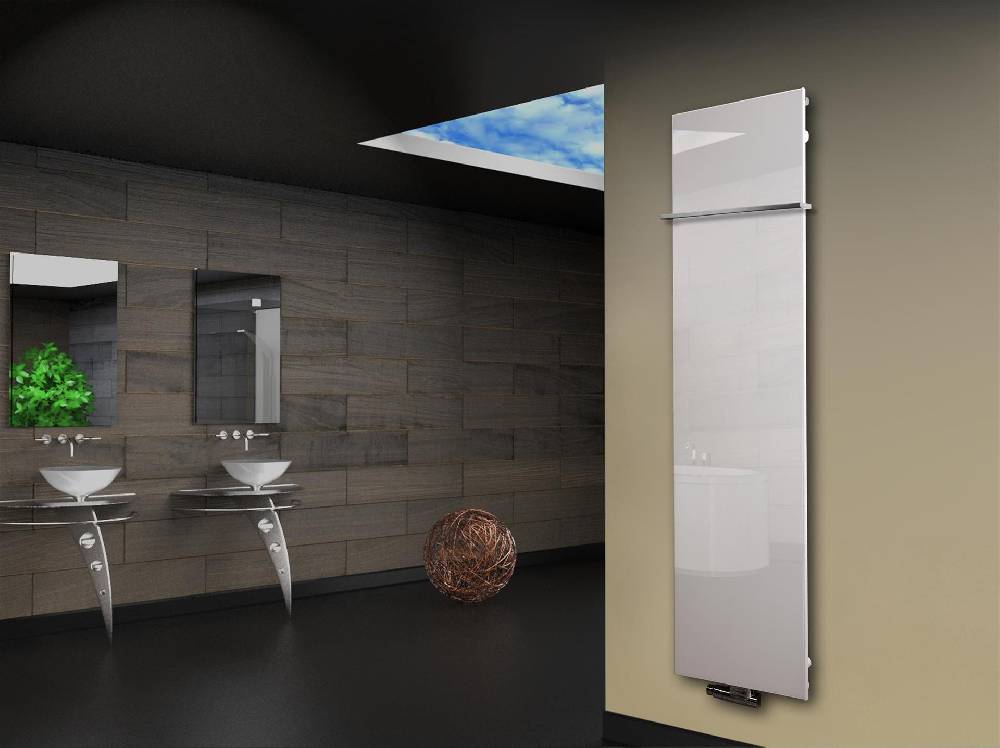 Szagato Badheizkörper mit Glas Design Montevideo 3 (Glasfront) 180x47cm 1118 Watt weiß +1 Halter 15mm SZAGATO Designheizkörper Mittelanschluss Handtuchwärmer Nur für heute