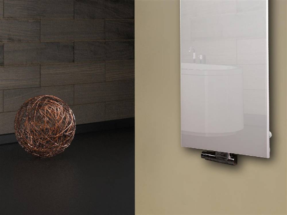 Szagato Badheizkörper mit Glas Design Montevideo 3 (Glasfront) 180x47cm 1118 Watt weiß +1 Halter 50mm SZAGATO Designheizkörper Mittelanschluss Handtuchwärmer Sonderangebot der Fabrik