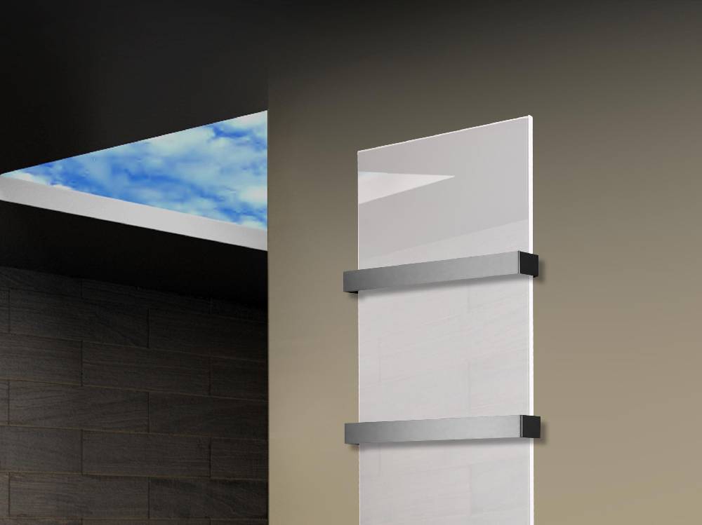 Szagato Badheizkörper mit Glas Design Montevideo 3 (Glasfront) 180x47cm 1118 Watt weiß +2 Halter 50mm SZAGATO Designheizkörper Mittelanschluss Handtuchwärmer Bis zu 55% Rabatt