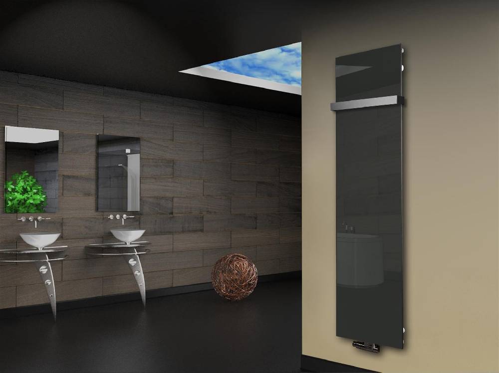 Szagato Badheizkörper mit Glas Design Montevideo 3 Glasfront 180x47cm 1118 Watt anthrazit - moon +1 Halter 50mm SZAGATO Designheizkörper mit Mittelanschluss Nur noch ein Tag übrig