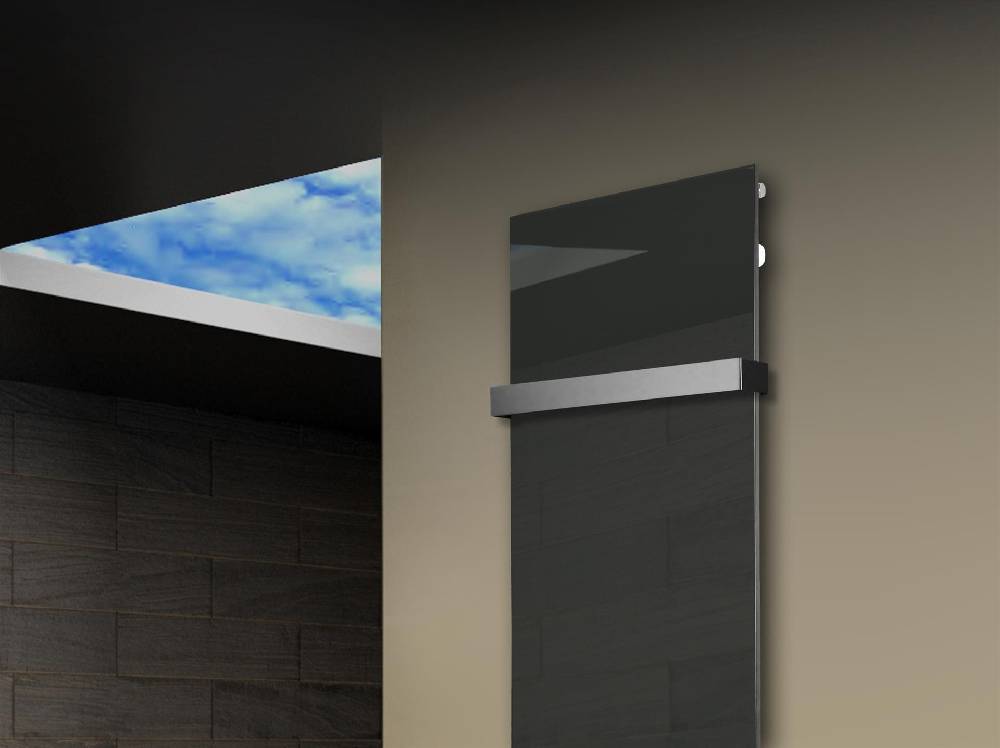 Szagato Badheizkörper mit Glas Design Montevideo 3 Glasfront 180x47cm 1118 Watt anthrazit - moon +1 Halter 50mm SZAGATO Designheizkörper mit Mittelanschluss Nur noch ein Tag übrig