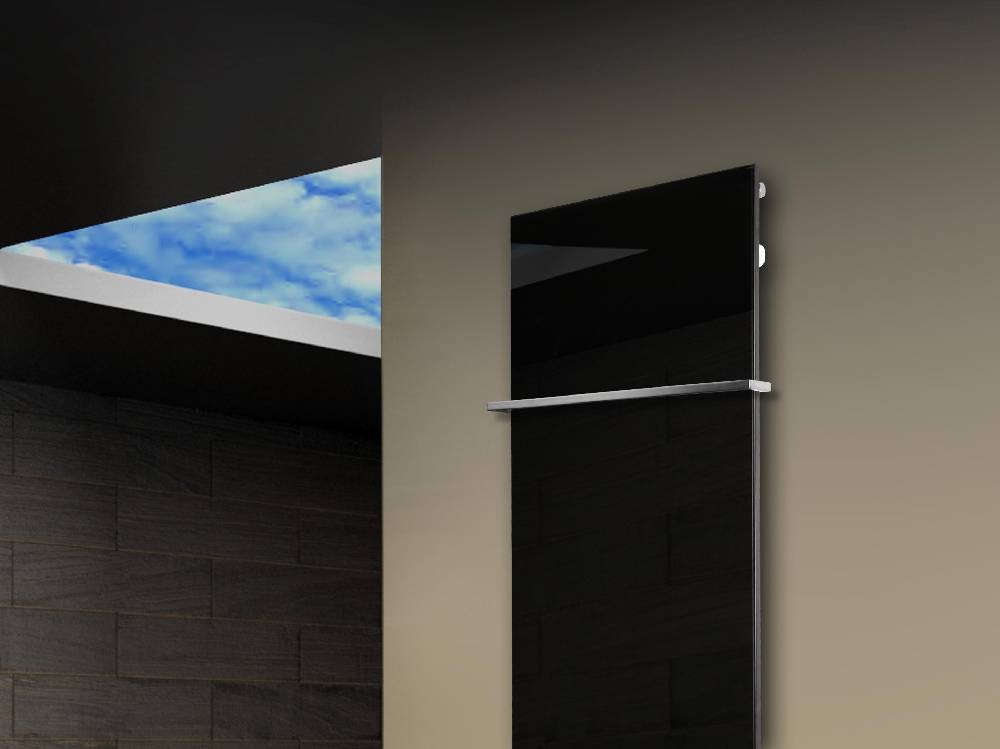 Szagato Badheizkörper mit Glas Design Montevideo 3 Glasfront 180x47cm 1118 Watt schwarz (+1 Halter 15mm) SZAGATO Designheizkörper mit Mittelanschluss 50% Rabatt mit kostenlosem Versand