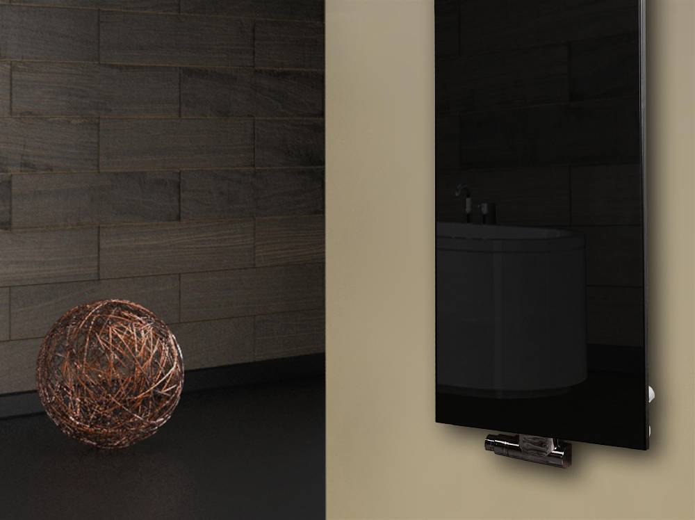 Szagato Badheizkörper mit Glas Design Montevideo 3 Glasfront 180x47cm 1118 Watt schwarz (+1 Halter 50mm) SZAGATO Designheizkörper mit Mittelanschluss Clearance-Verkauf