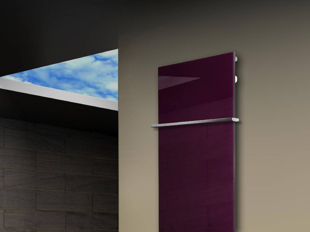 Szagato Badheizkörper mit Glas Design Montevideo 3 Glasfront 180x47cm 1118 Watt violett (+1 Halter 15mm) SZAGATO Handtuchheizkörper mit Mittelanschluss Rabatte dieses Monats