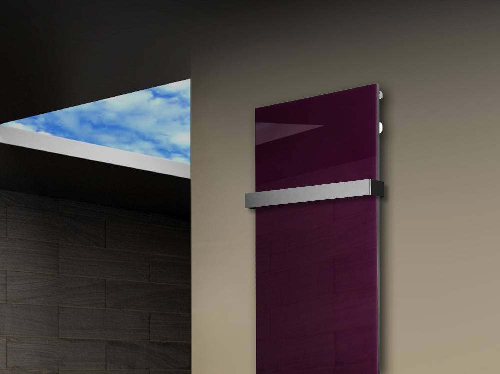 Szagato Badheizkörper mit Glas Design Montevideo 3 Glasfront 180x47cm 1118 Watt violett (+1 Halter 50mm) SZAGATO Designheizkörper mit Mittelanschluss 2025