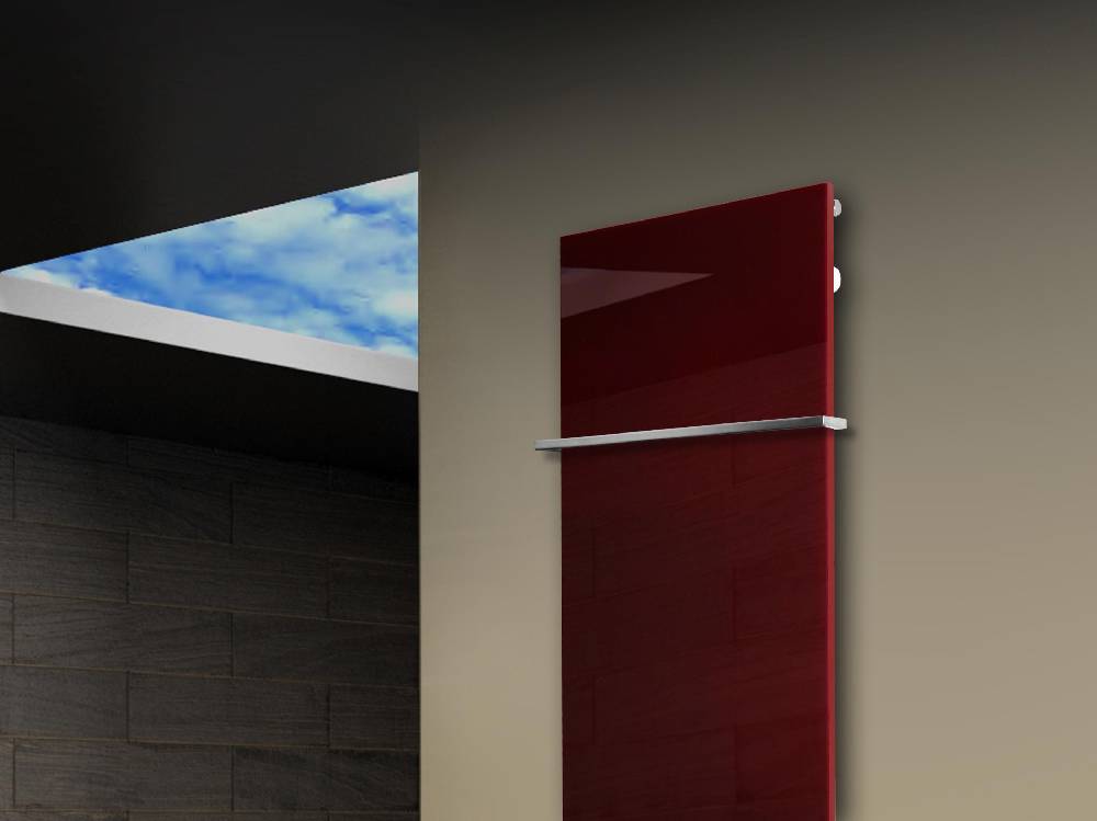 Szagato Badheizkörper mit Glas Design Montevideo 3 Glasfront 180x47cm 1118Watt rot +1 Halter 15mm SZAGATO Designheizkörper Handtuchheizkörper Mittelanschluss Hotsell