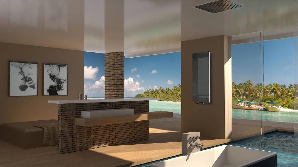 Szagato BADHEIZKÖRPER mit Glas Montevideo 5 Glasfront 120x47cm 1458 Watt anthrazit SZAGATO DesignHeizkörper Handtuchheizkörper Mittelanschluss Handtuchwärmer Fabrikverkauf