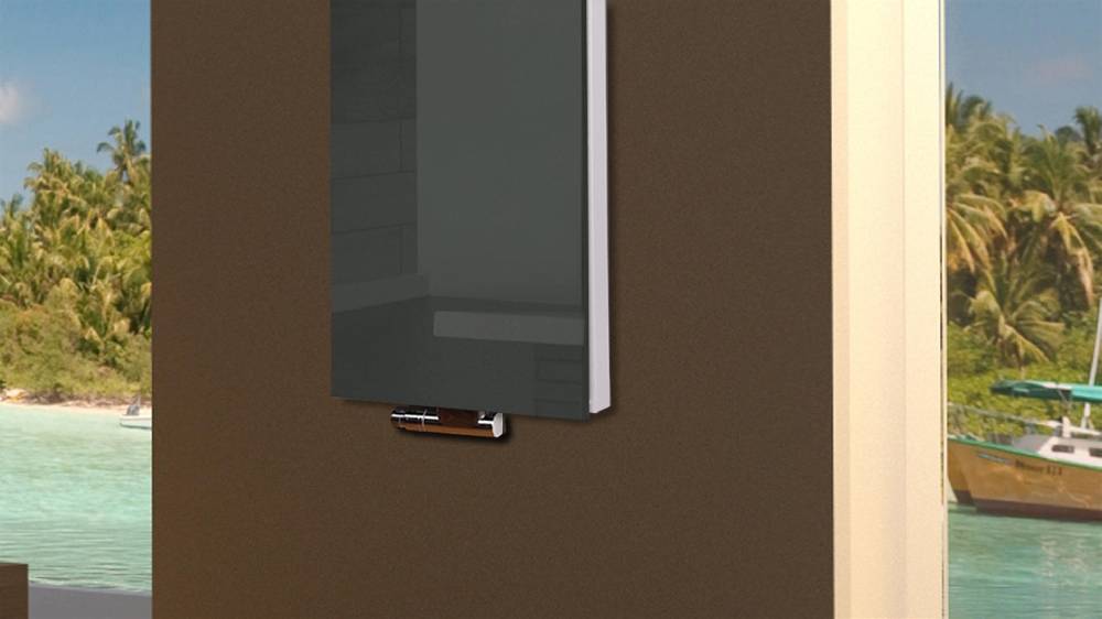 Szagato BADHEIZKÖRPER mit Glas Montevideo 5 Glasfront 120x47cm 1458 Watt anthrazit SZAGATO DesignHeizkörper Handtuchheizkörper Mittelanschluss Handtuchwärmer Fabrikverkauf